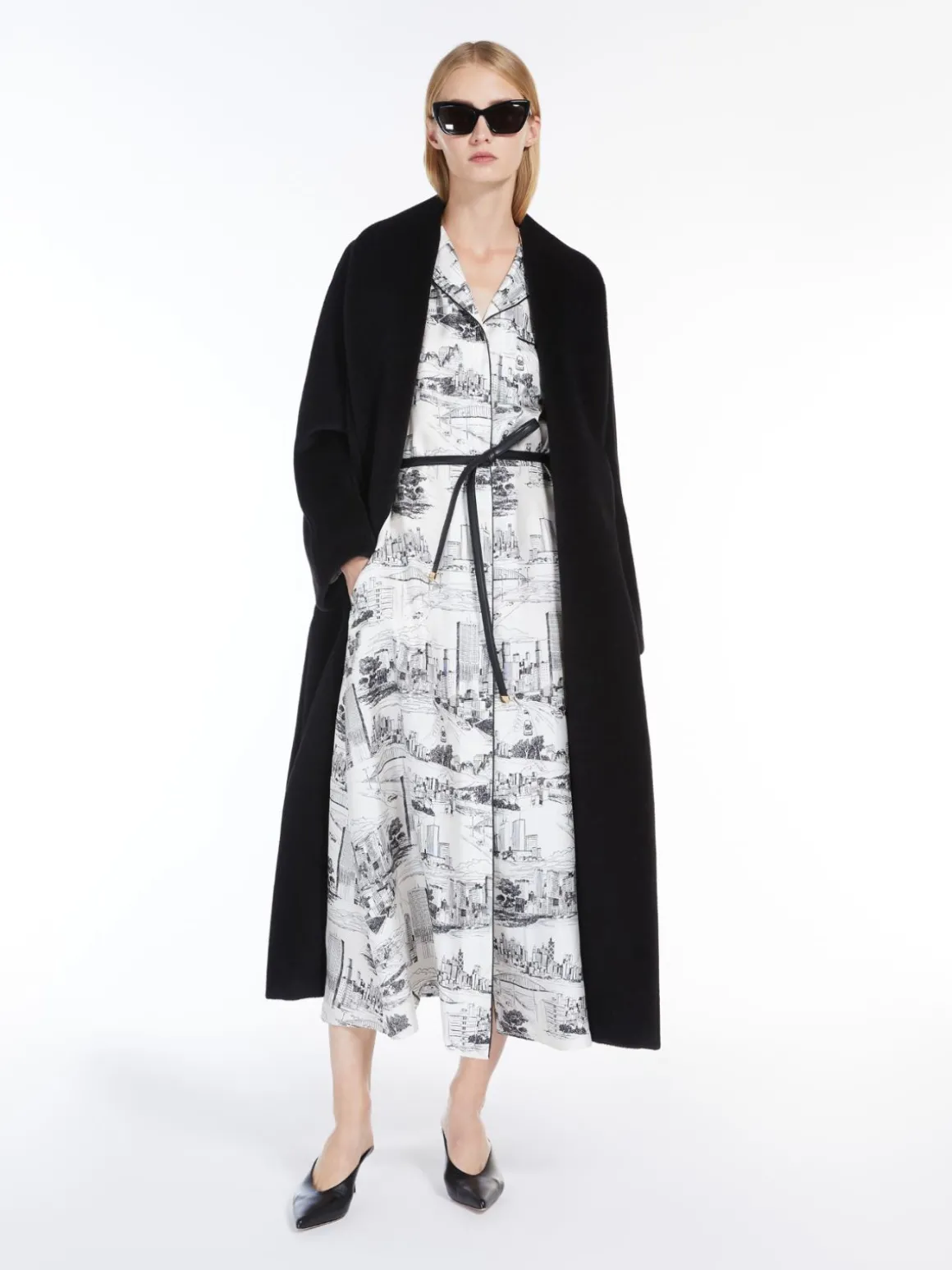 Printed silk duster dress