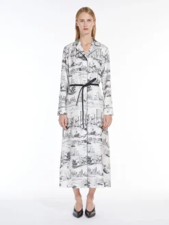 Printed silk duster dress