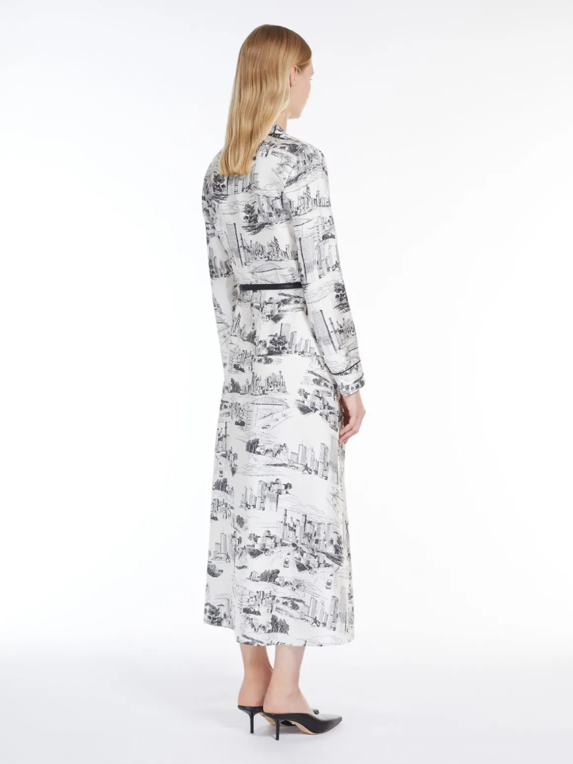 Printed silk duster dress