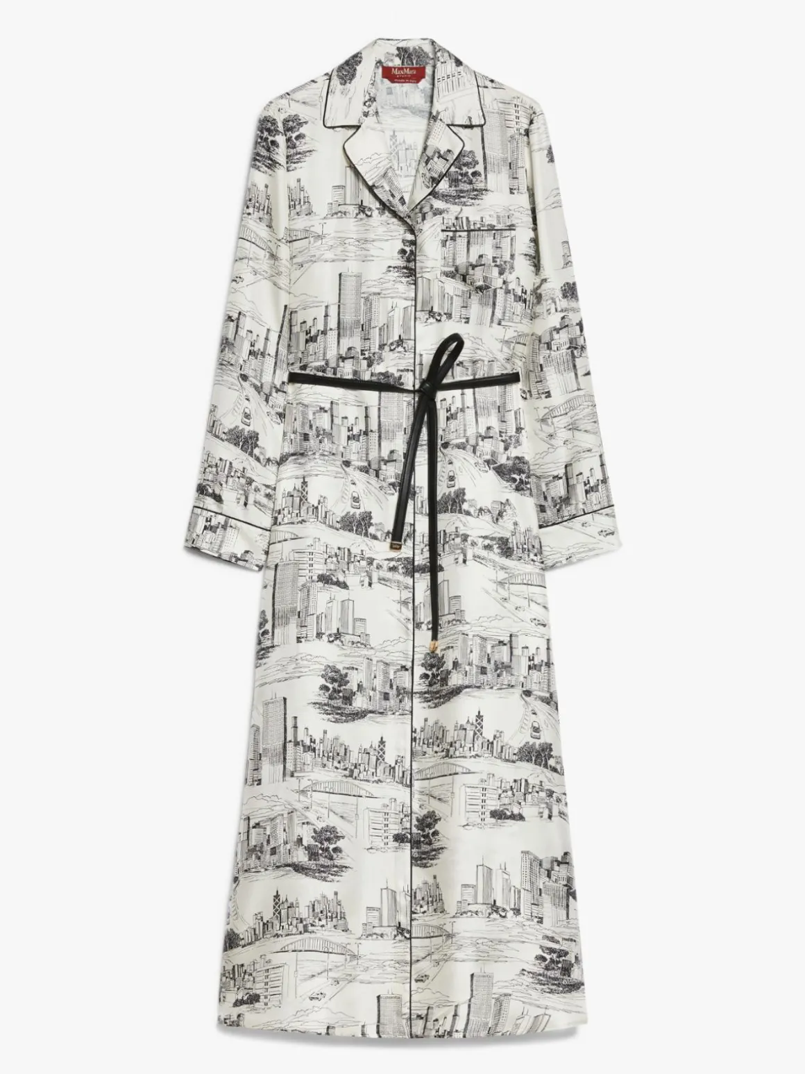 Printed silk duster dress