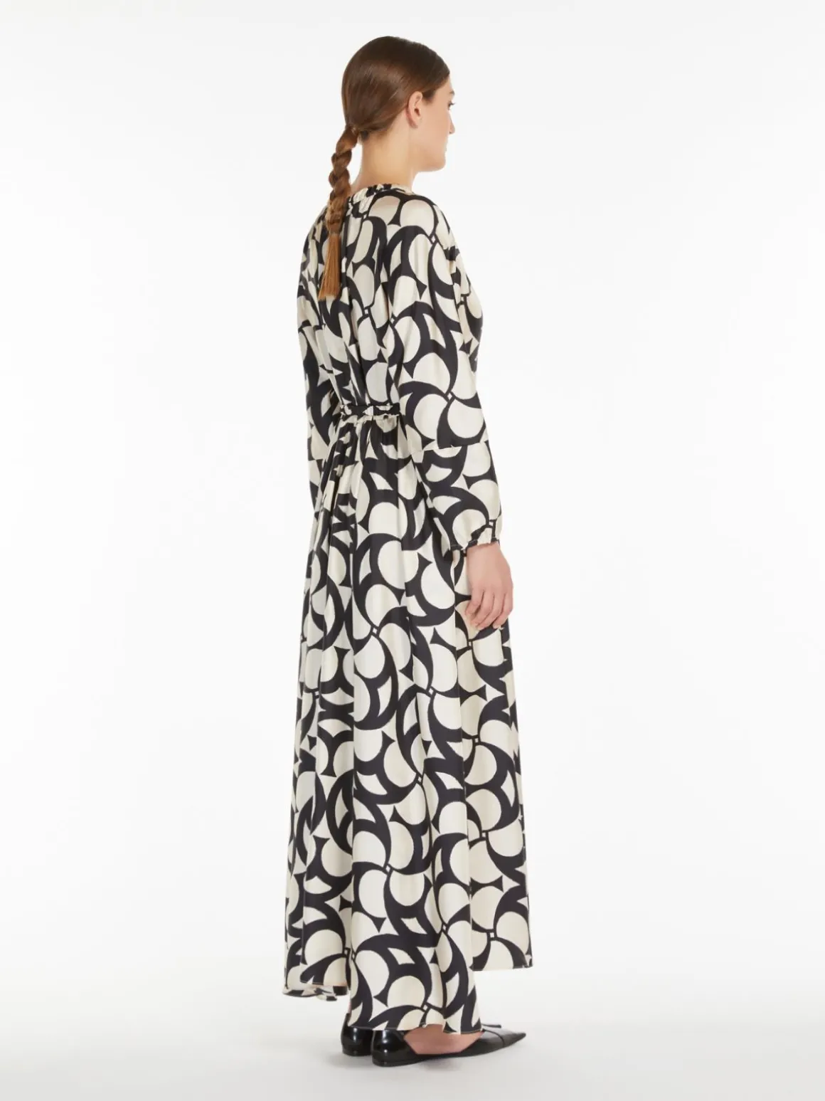 Printed silk flared dress