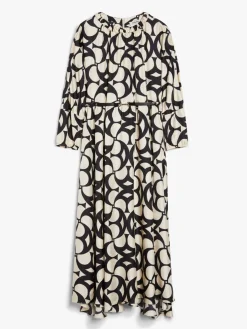Printed silk flared dress
