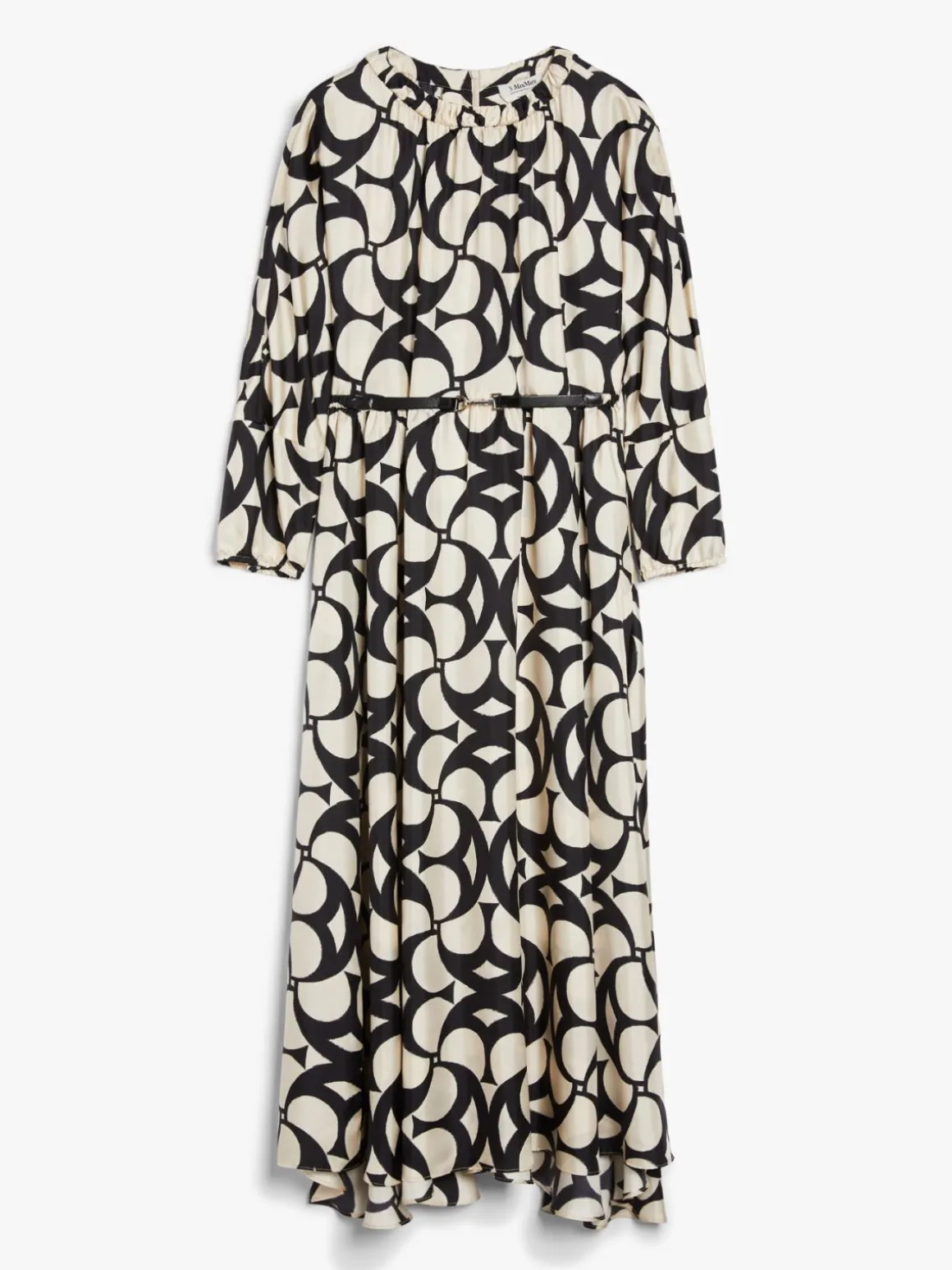 Printed silk flared dress