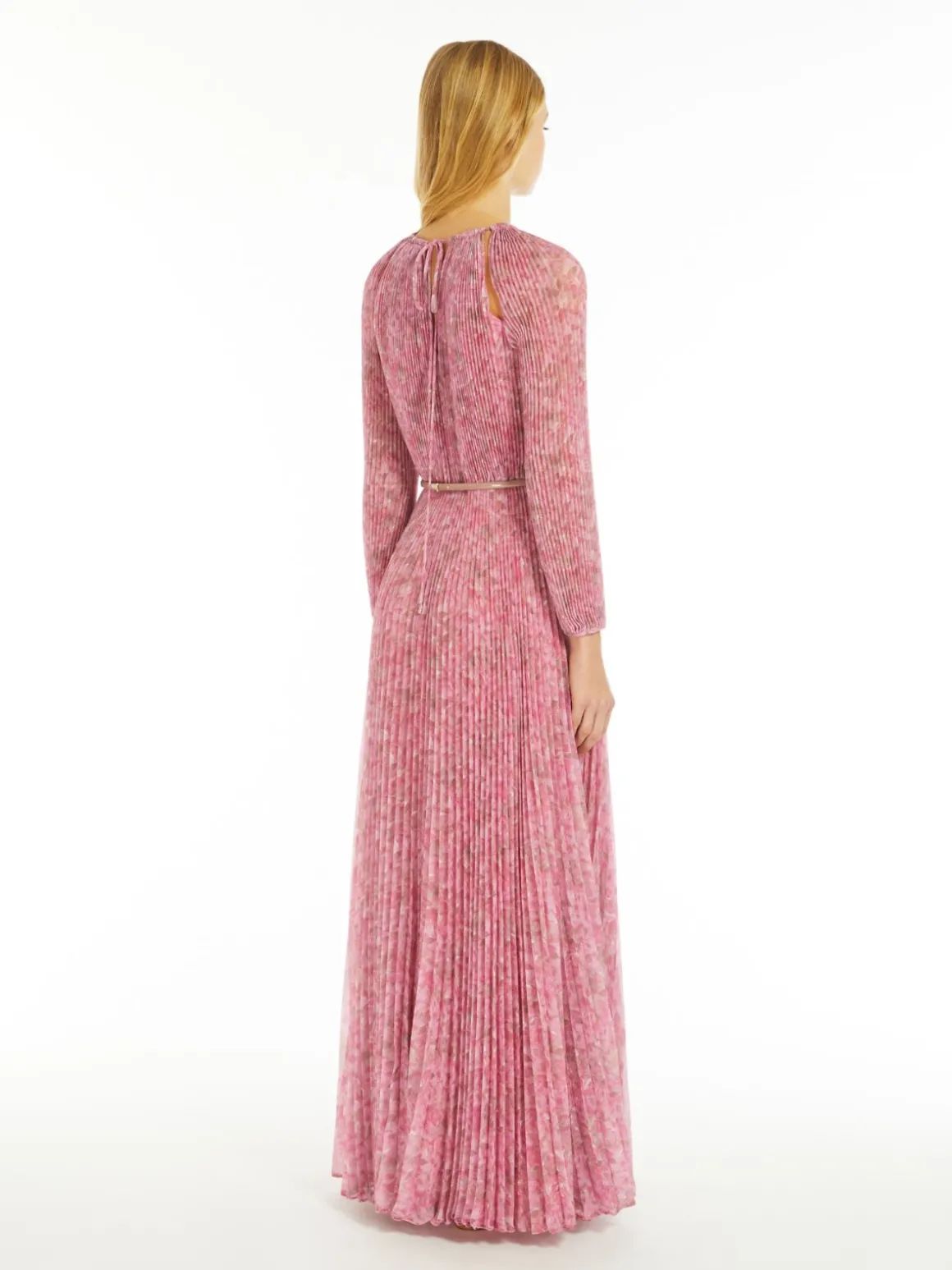 Printed silk pleated dress