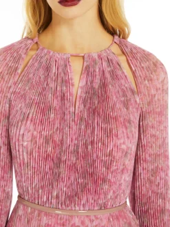 Printed silk pleated dress