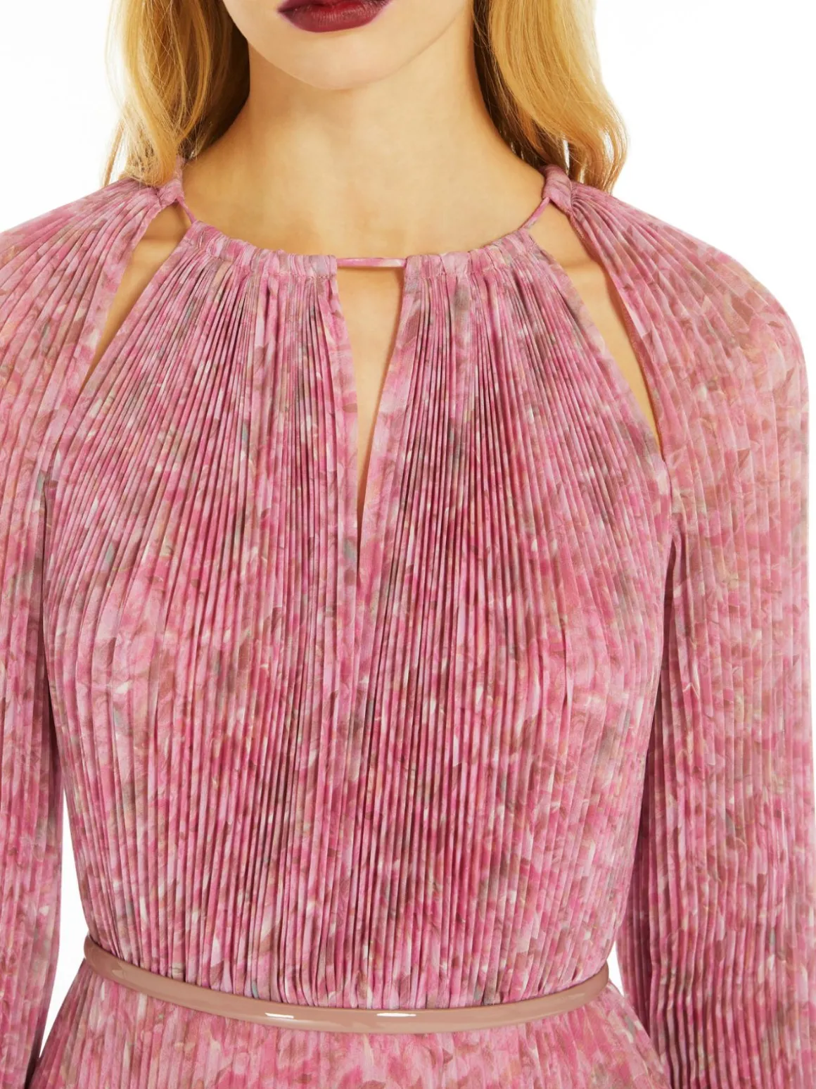 Printed silk pleated dress