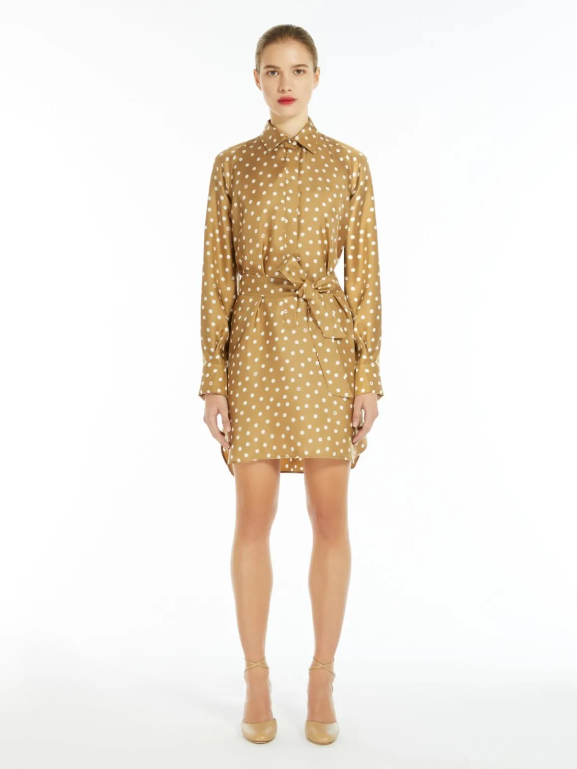 Printed silk shirt dress