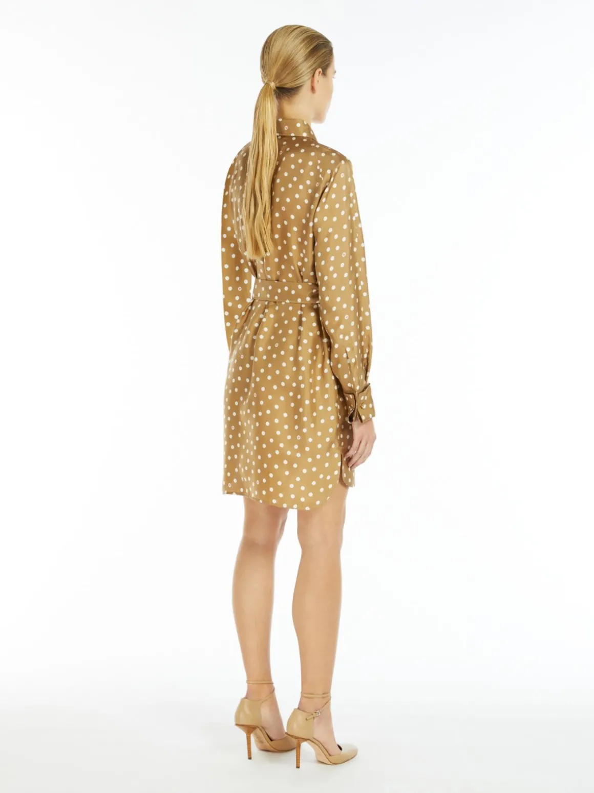 Printed silk shirt dress