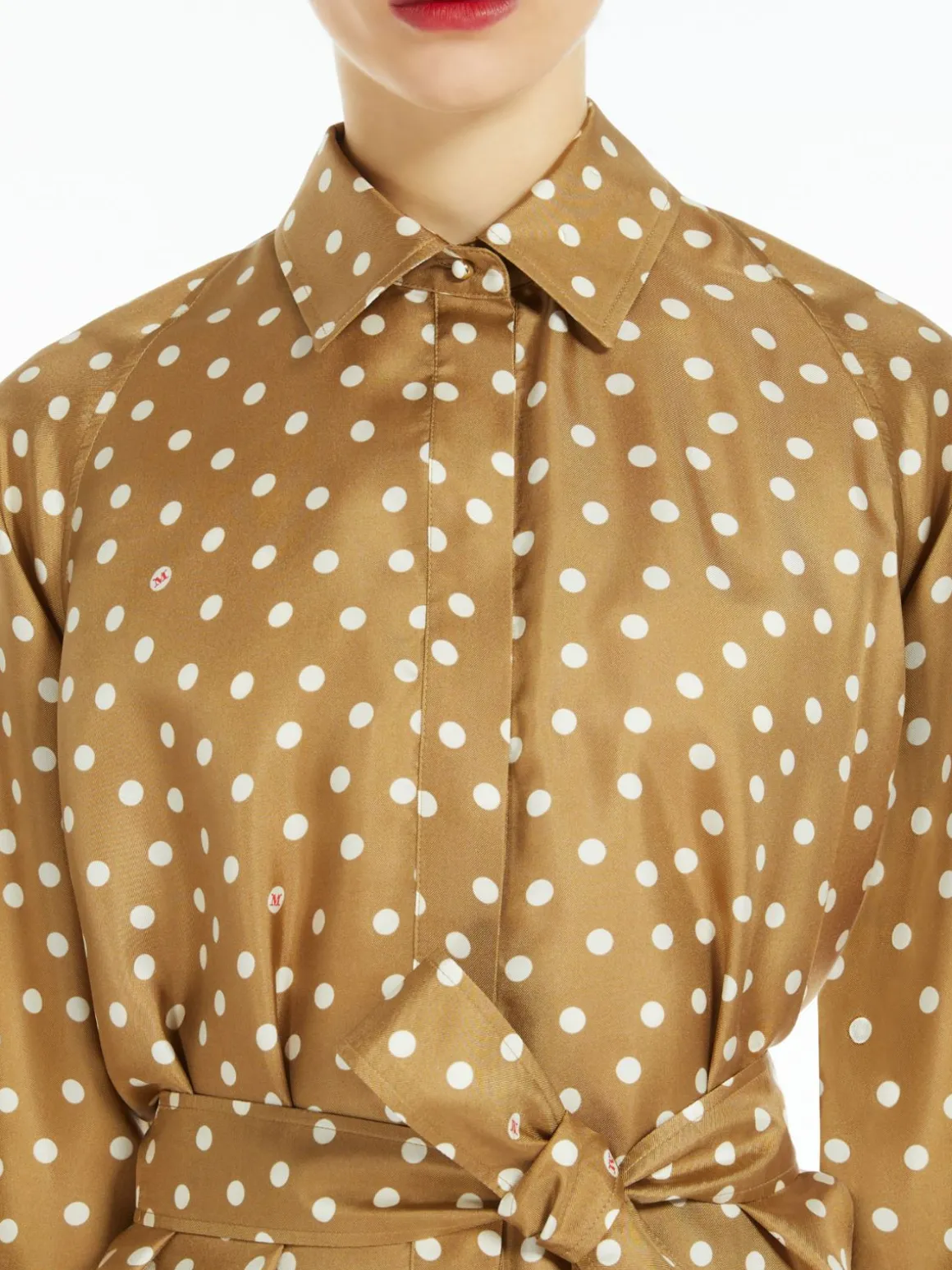 Printed silk shirt dress