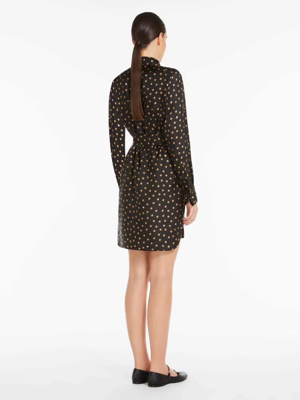 Printed silk shirt dress