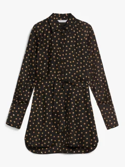 Printed silk shirt dress