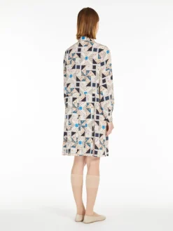 Printed silk shirt dress