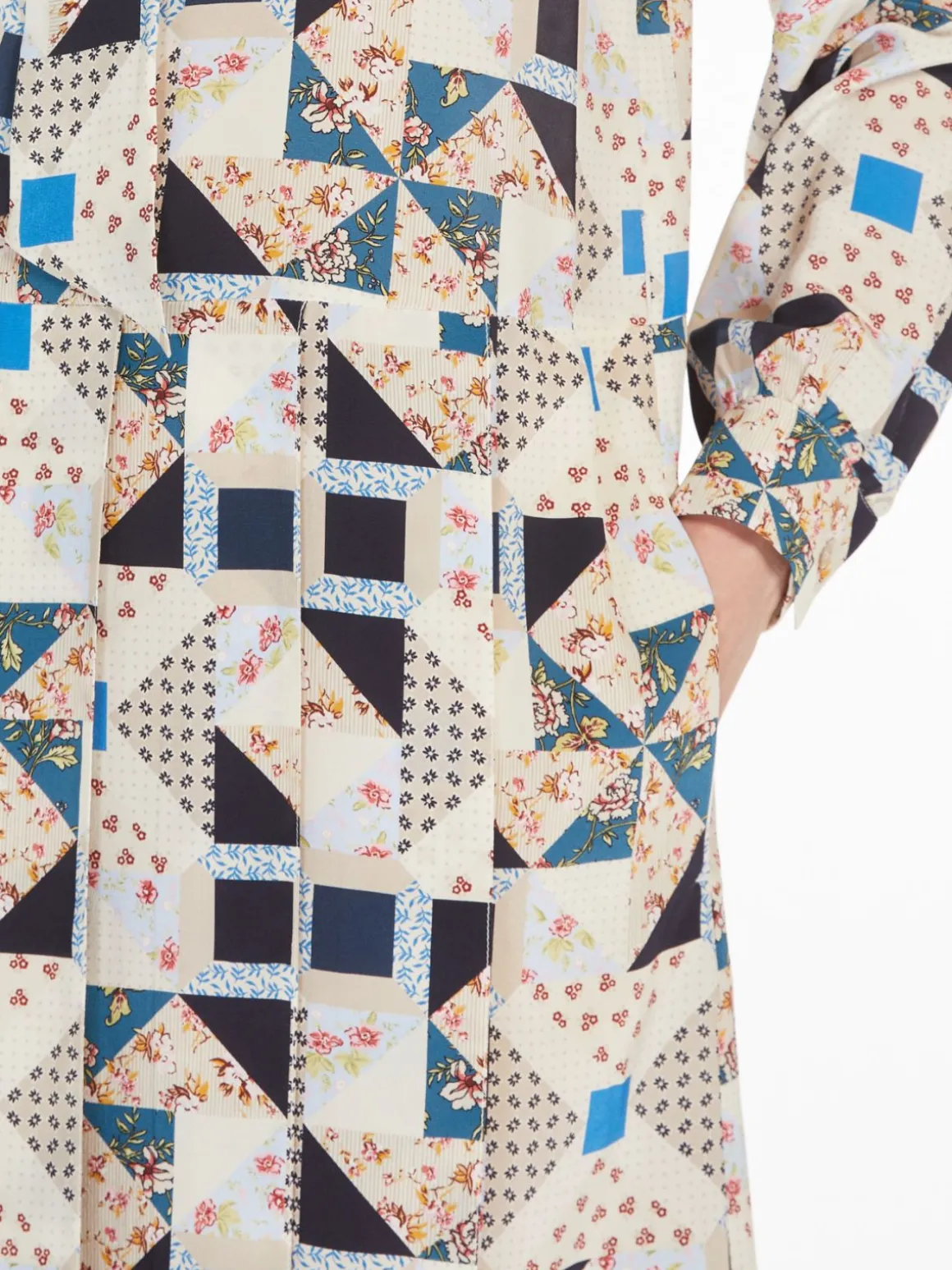 Printed silk shirt dress