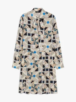 Printed silk shirt dress