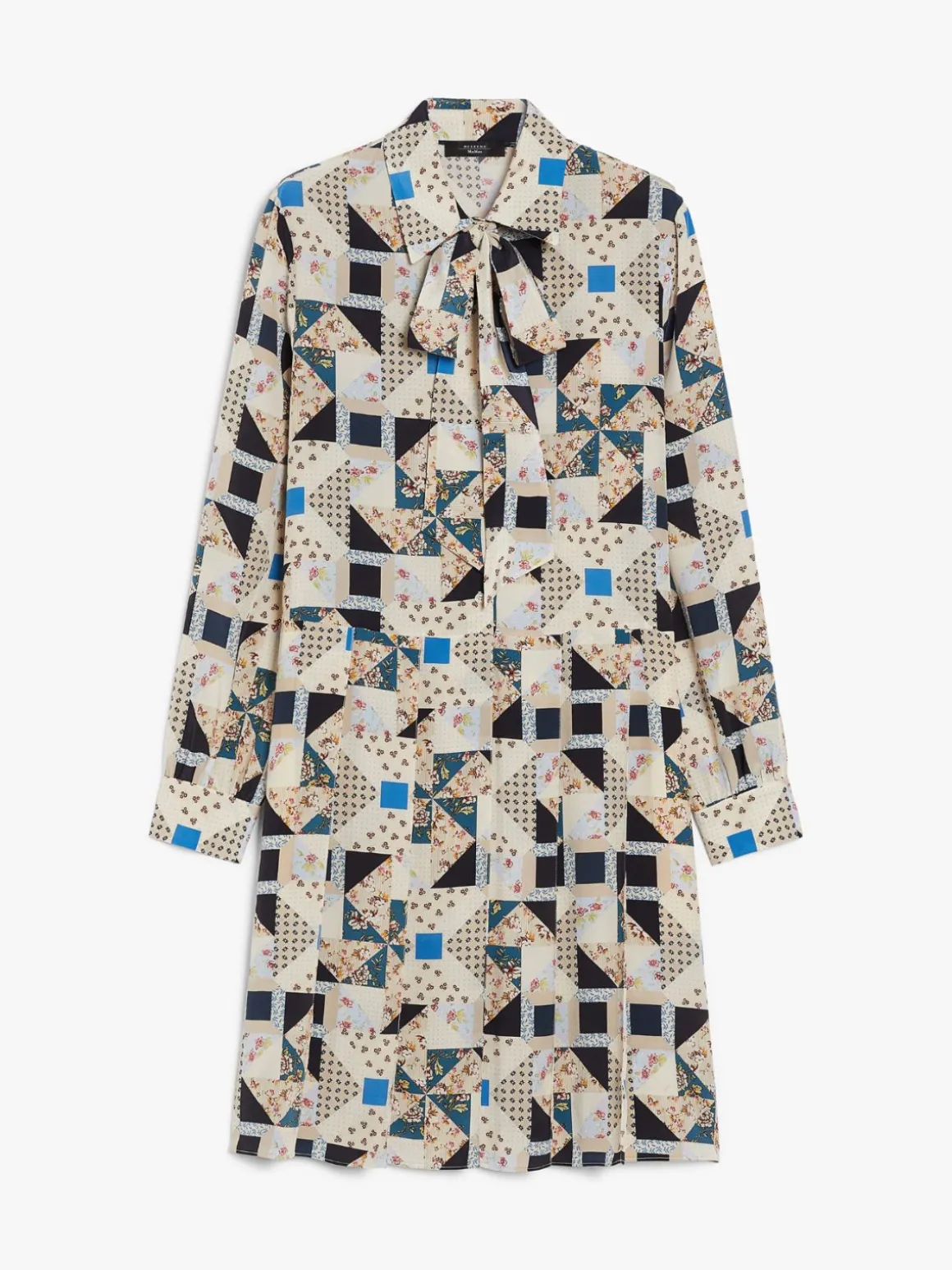 Printed silk shirt dress