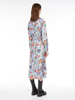 Printed silk shirt dress
