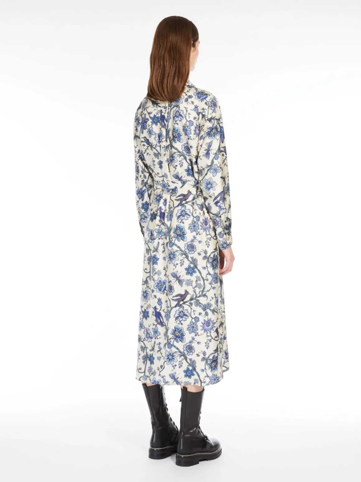 Printed silk shirt dress
