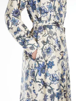 Printed silk shirt dress
