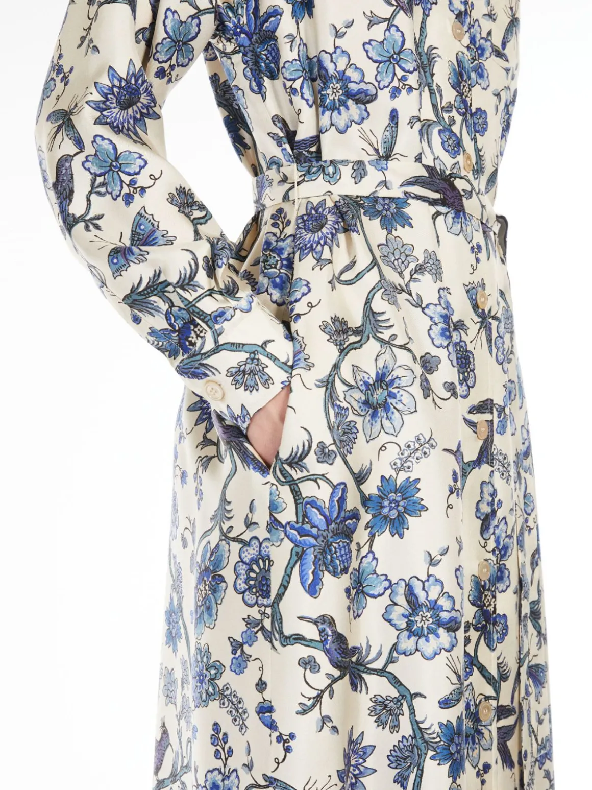 Printed silk shirt dress