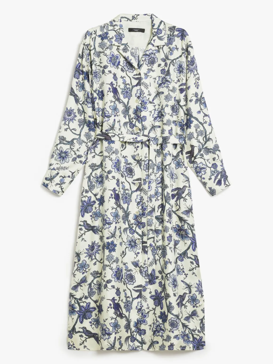 Printed silk shirt dress