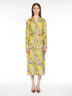 Printed silk shirt dress
