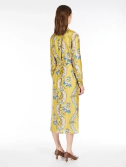 Printed silk shirt dress
