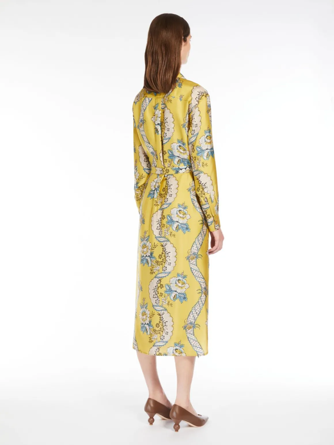Printed silk shirt dress