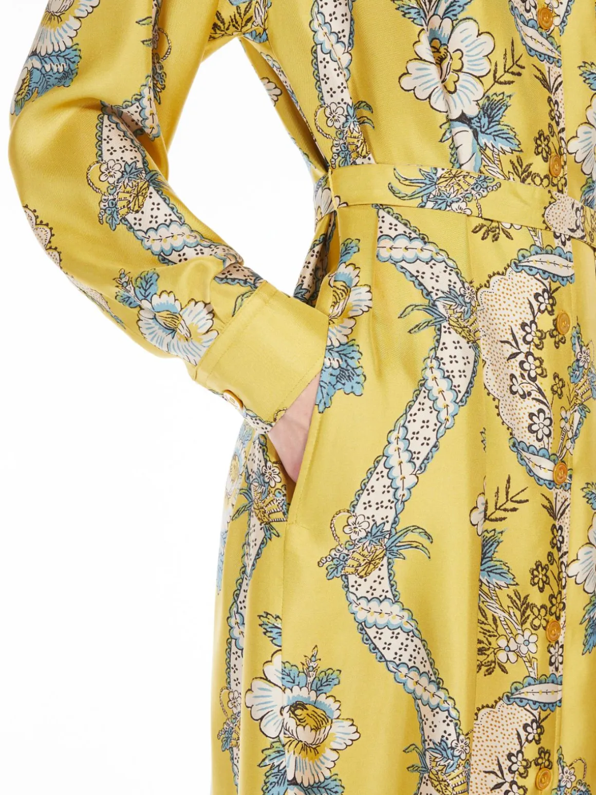 Printed silk shirt dress