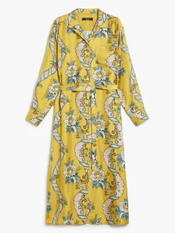 Printed silk shirt dress