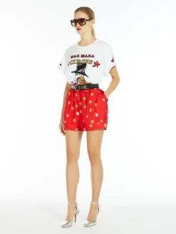 Printed silk shorts