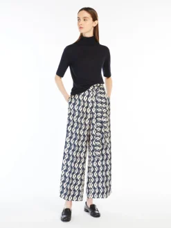 Printed silk trousers