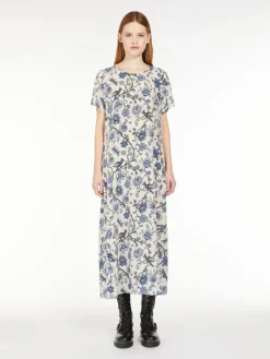 Printed silk T-shirt dress