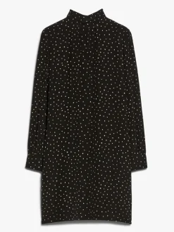 Printed silk turtleneck dress