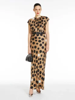 Printed silk twill dress