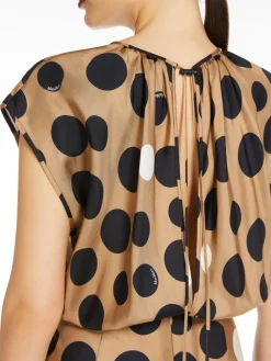 Printed silk twill dress