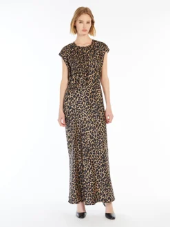Printed silk twill dress