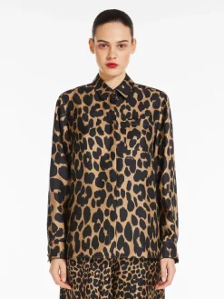 Printed silk twill shirt