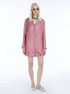 Printed silk twill shirt