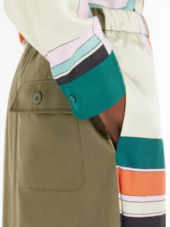 Printed twill and gabardine skirt