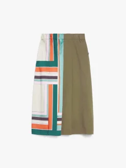 Printed twill and gabardine skirt