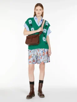 Printed twill Bermuda shorts
