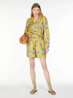 Printed twill Bermuda shorts