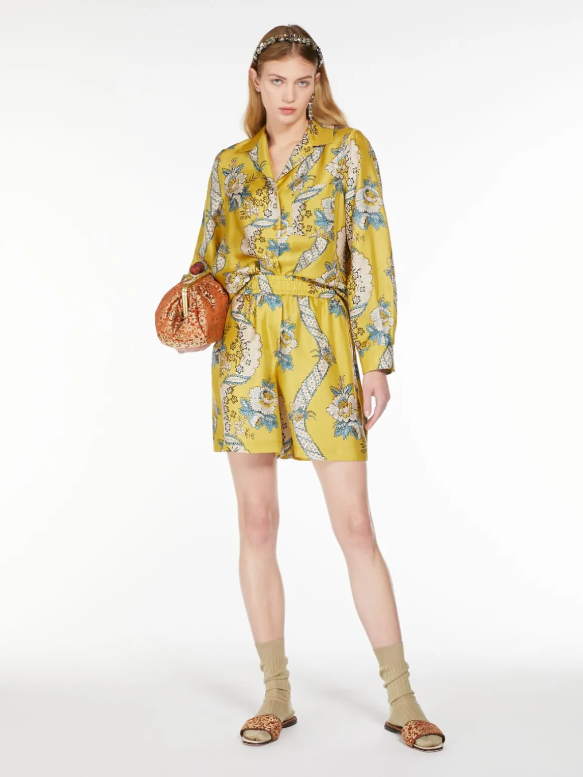 Printed twill Bermuda shorts