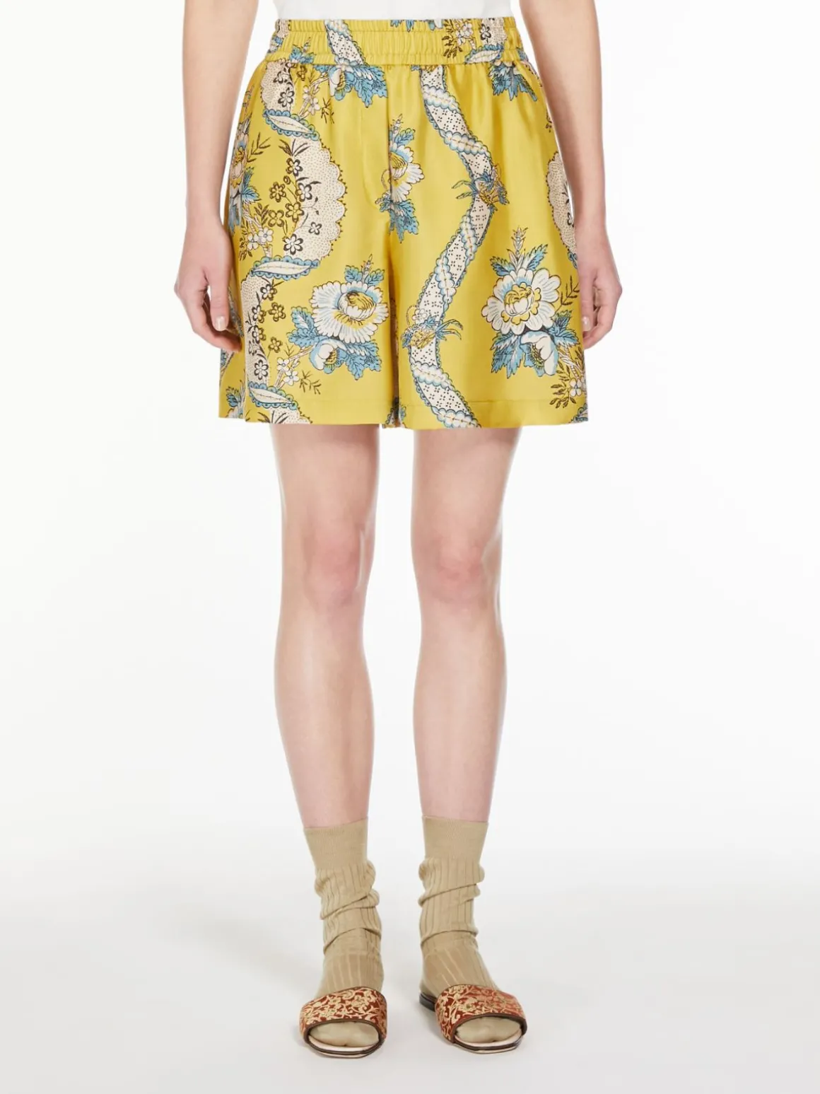 Printed twill Bermuda shorts