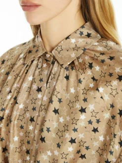 Printed twill shirt dress