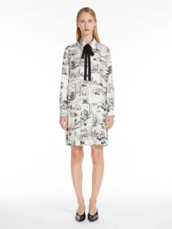Printed twill shirt dress