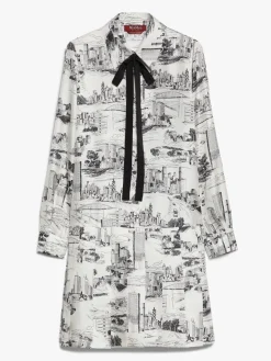 Printed twill shirt dress