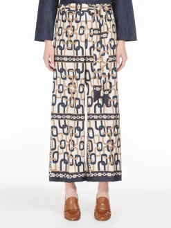 Printed twill trousers