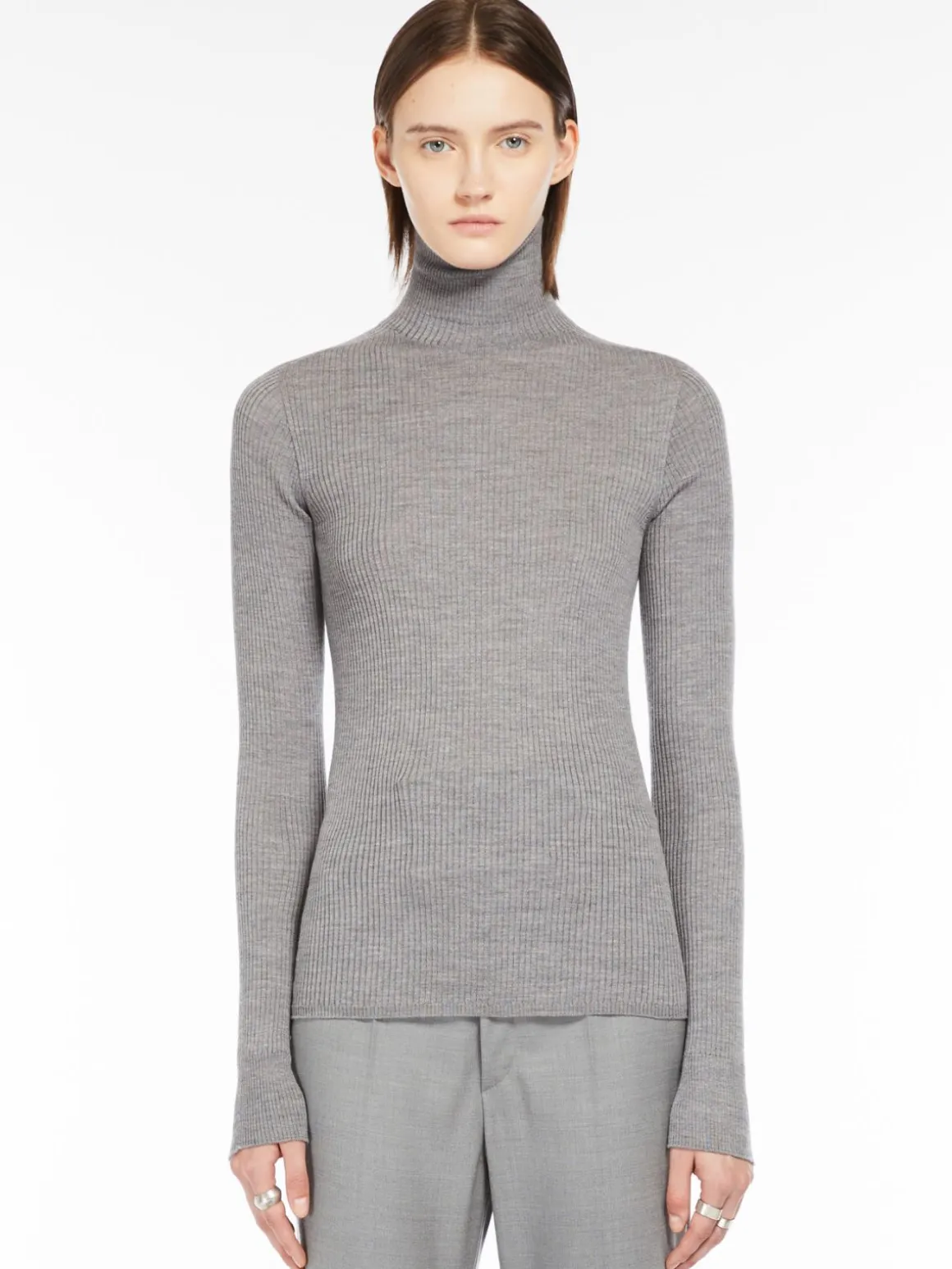 Pure wool mock polo-neck sweater