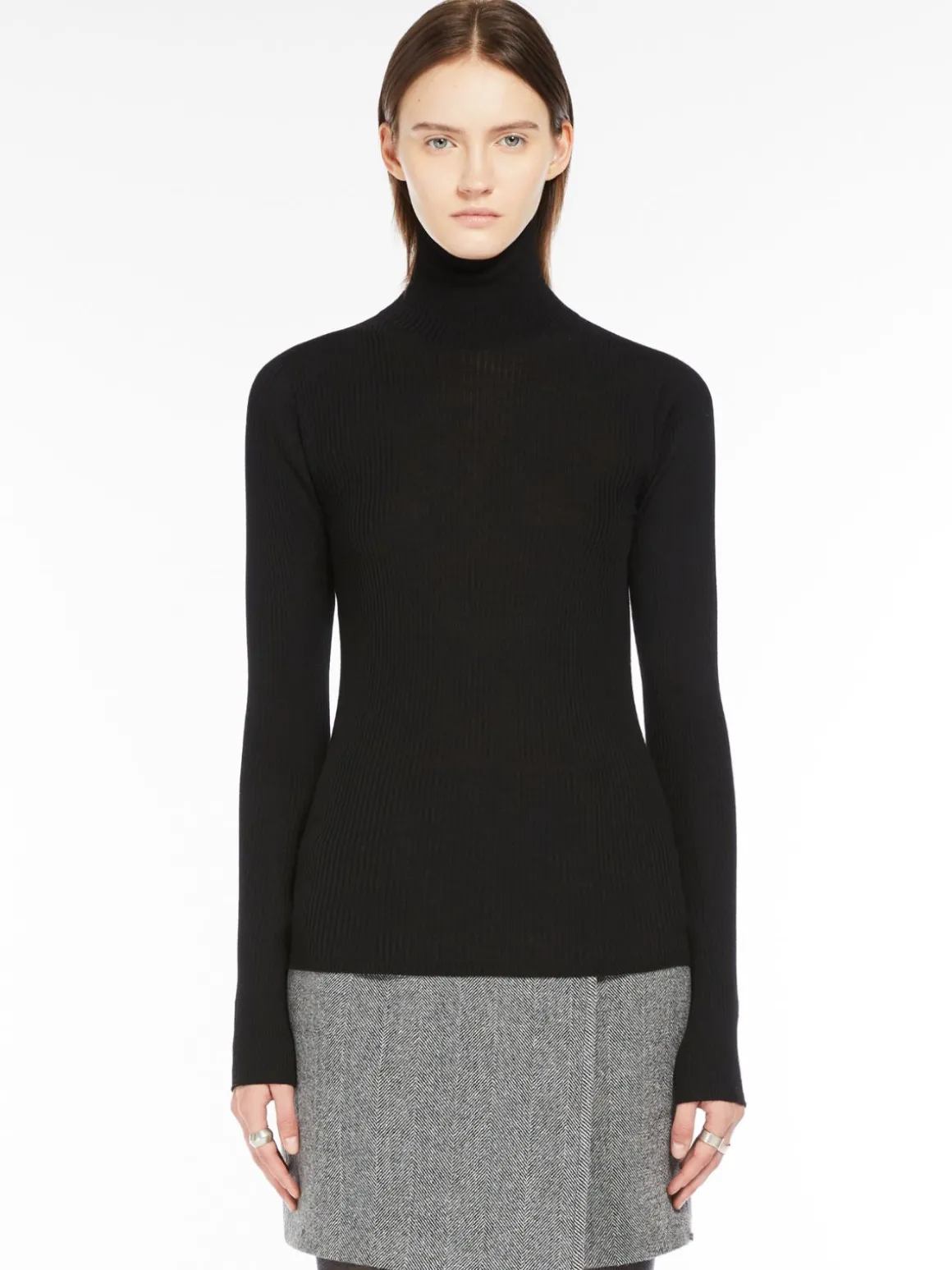 Pure wool mock polo-neck sweater